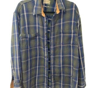 Blue Grunge Made In India Button Down Shirt Very Comfy Old Style L Size
